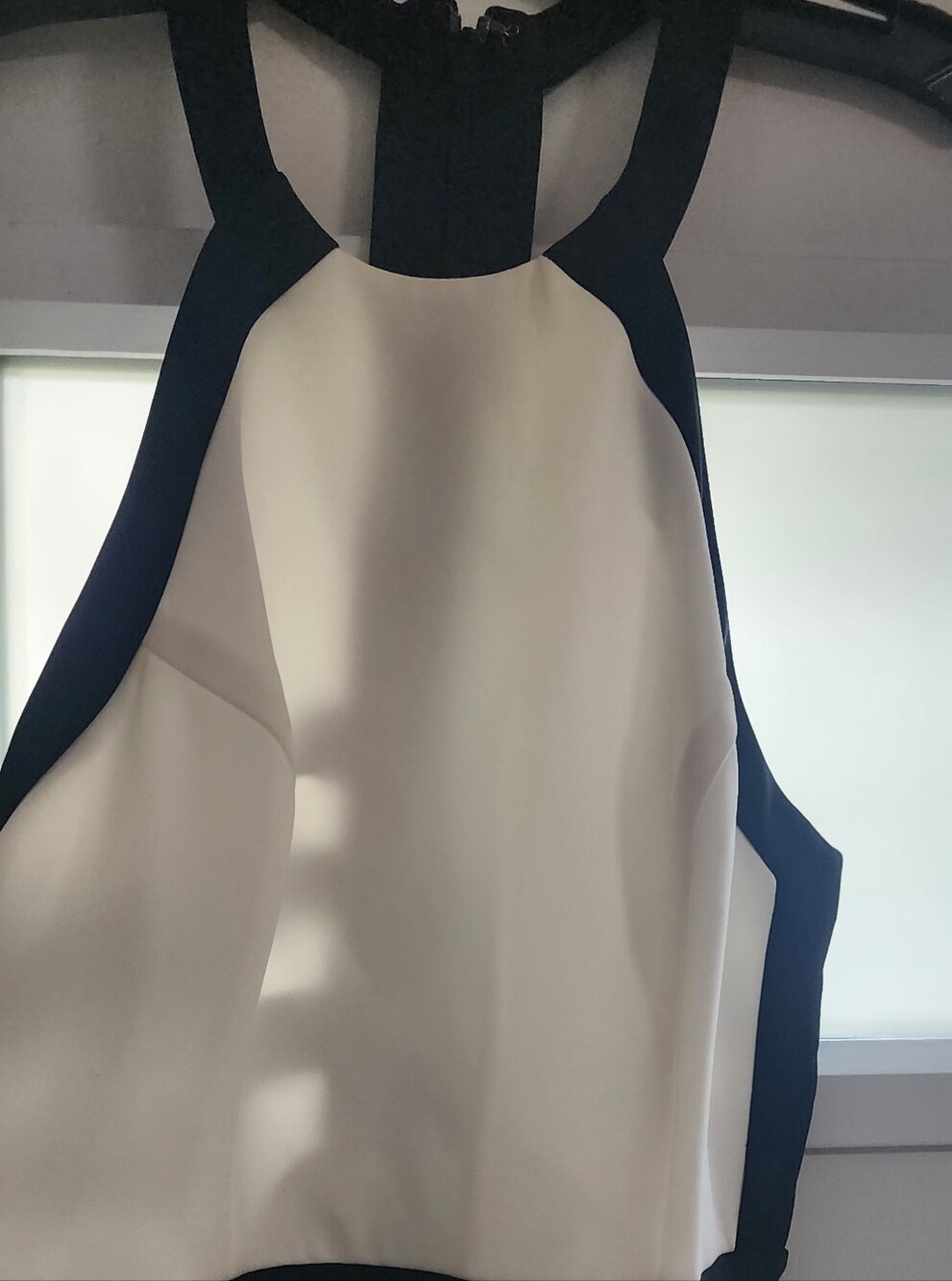 BCBGMaxAzria Black and White Backless Halter Dress